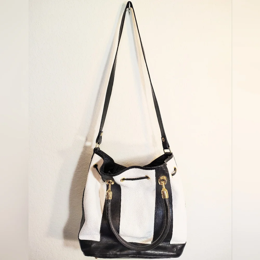 Valentina Black and White Leather Shoulder Bag